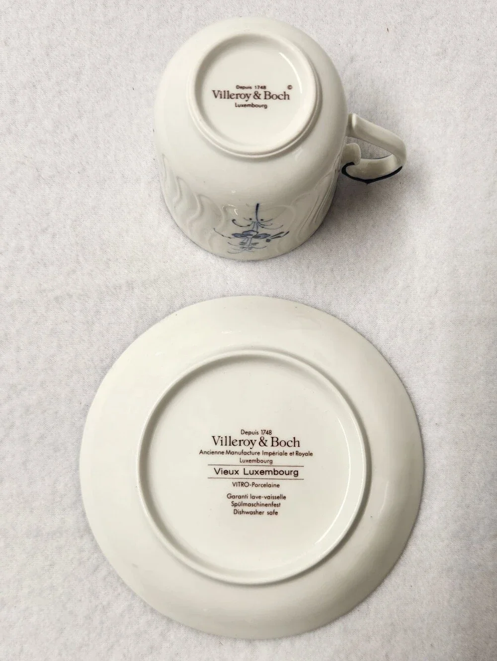 Vintage Villeroy & Boch Vieux Luxembourg Demitasse Espresso Cup & Saucer Set